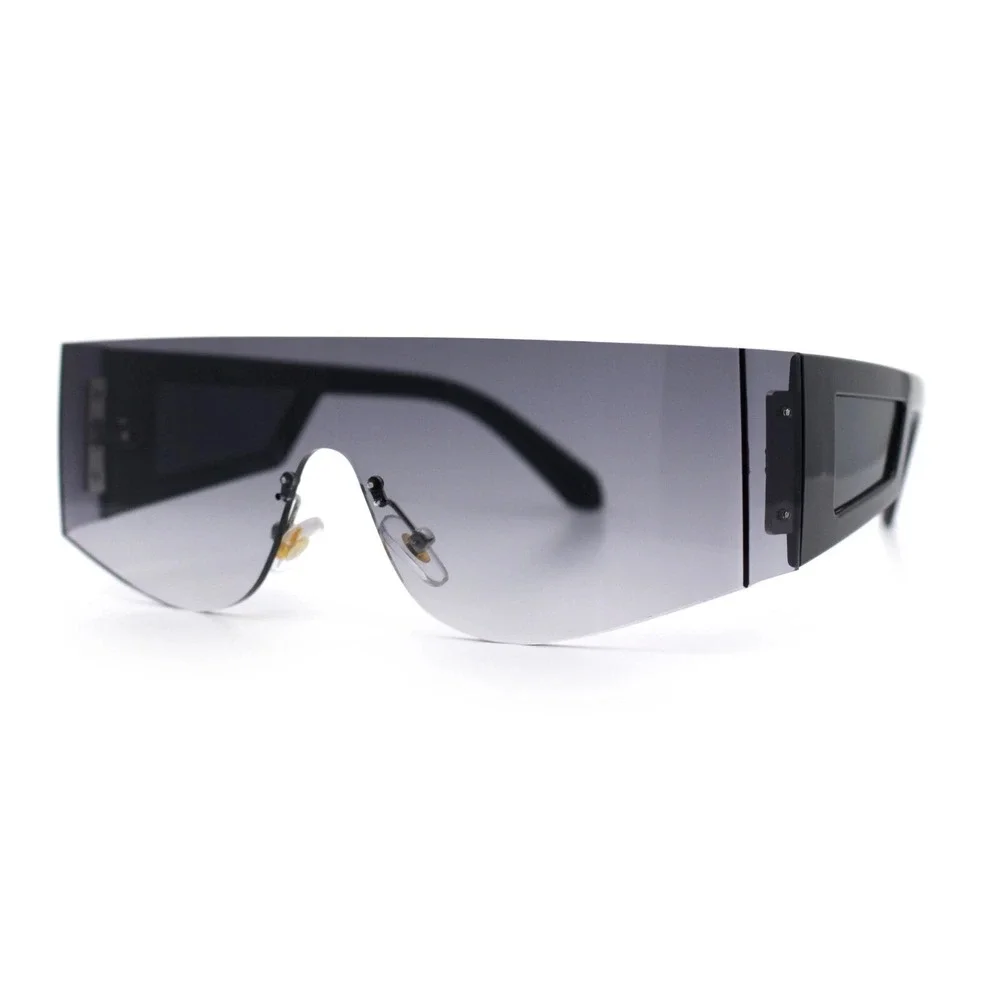 Men‎ Sunglasses Rimless Shield Style High Fashion Events Sleek Futuristic Shape